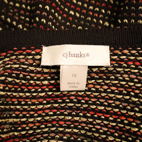 CJ Banks Black Zip-Front Sweater – Size 1X #777 - Picture 6 of 8